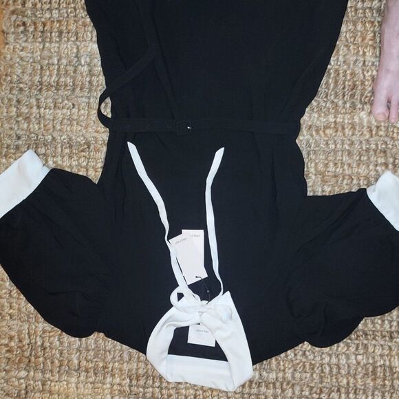 New Cinq à Sept Isabelle Short black Dress Ivory Collar & Tieneck Sz 10 MSRP 465 - Picture 8 of 15